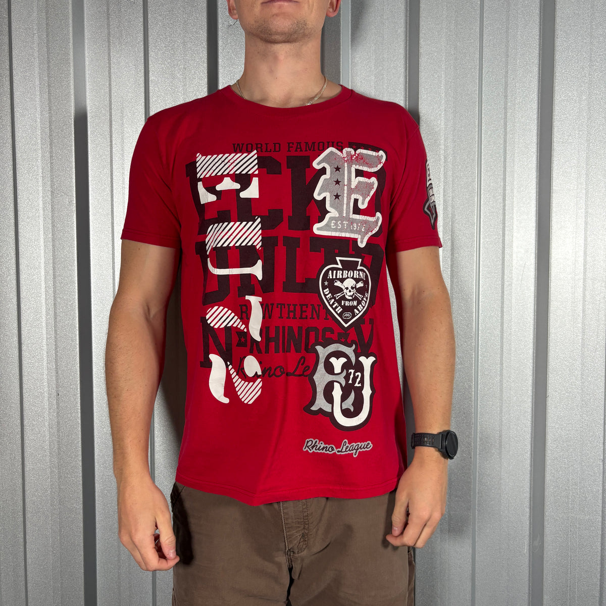 Ecko Unltd Red Y2K Hip Hop Graphic T Shirt - S