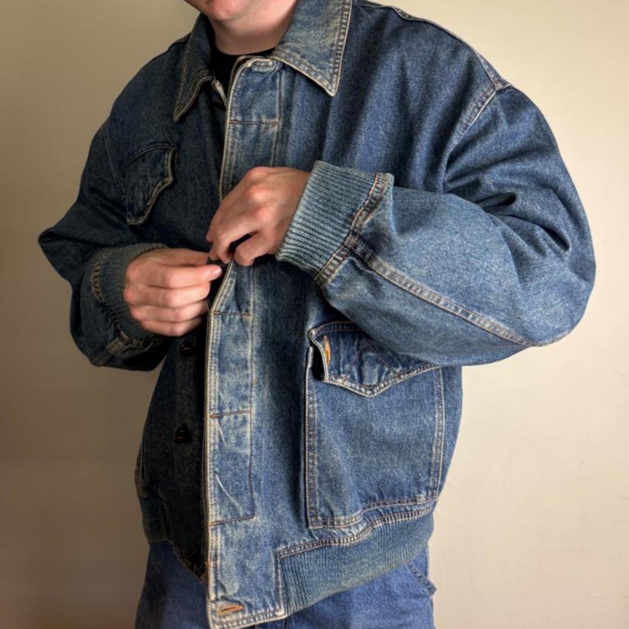 Vintage Trussardi Denim Blue Bomber Utility Jacket - XL