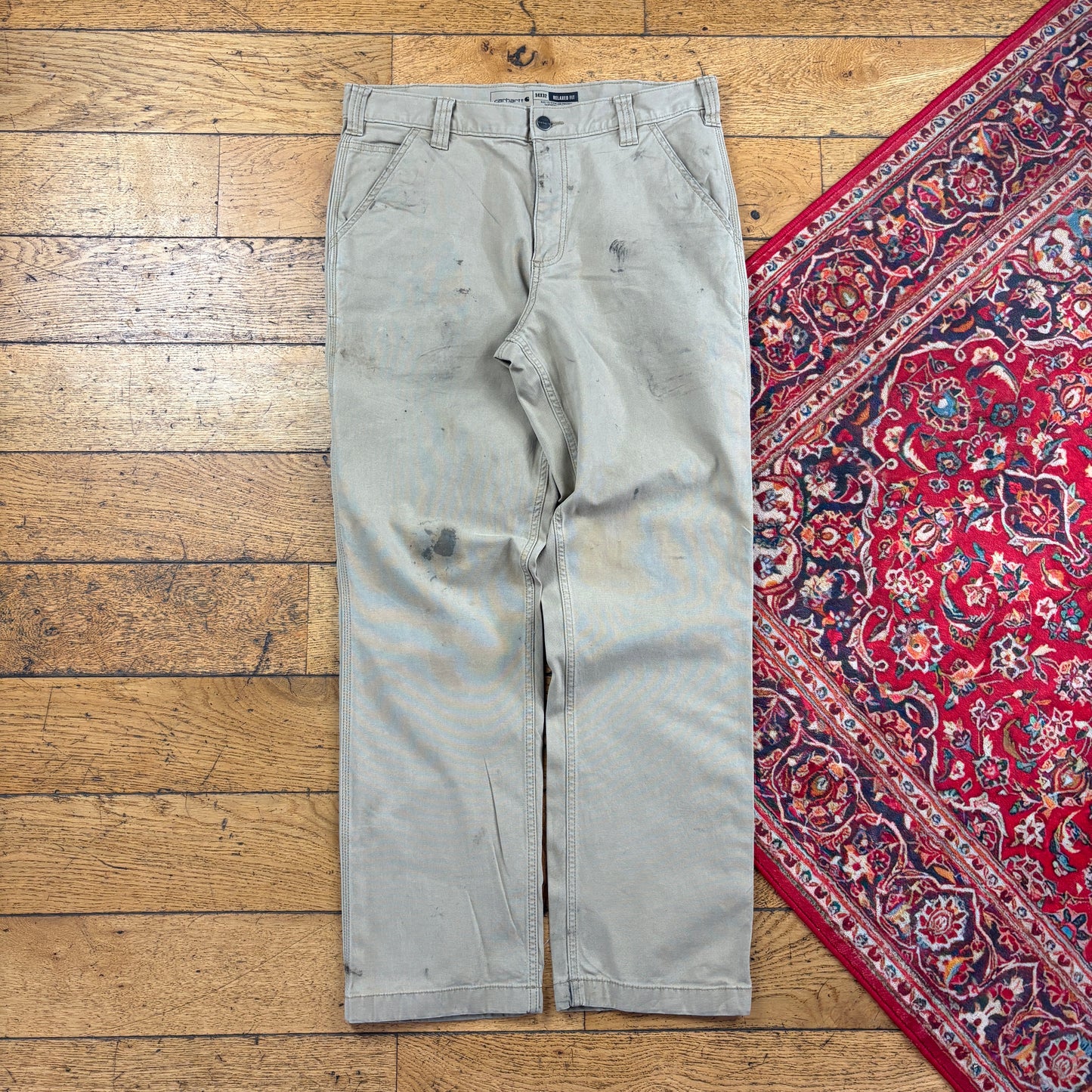 Vintage Carhartt Cream Workwear Carpenter Trousers - 34