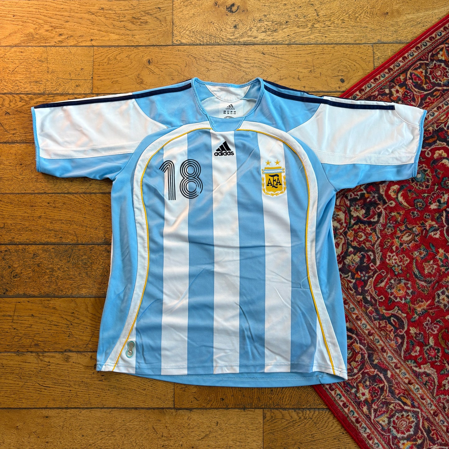 Vintage Adidas Argentina Messi Blue White Football Shirt T-Shirt - M