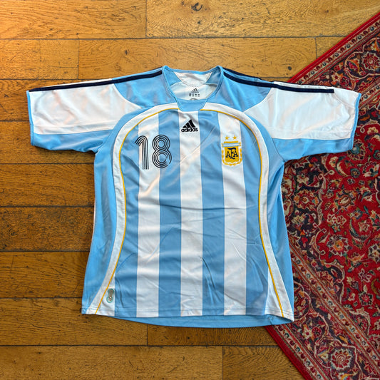 Vintage Adidas Argentina Messi Blue White Football Shirt T-Shirt - M