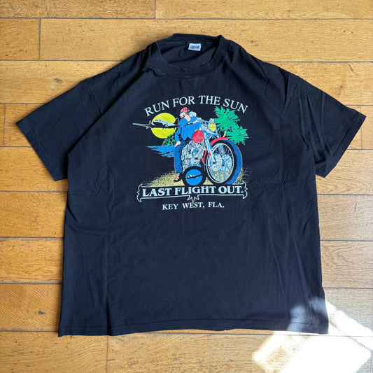 Vintage 90s Motorbike Black Single Stitch Graphic T-Shirt - 3XL