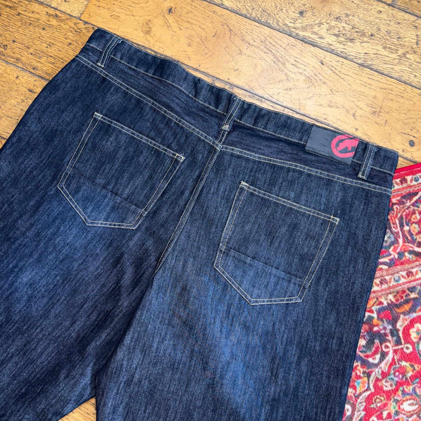 Vintage Ecko Unltd Blue Embroidered Y2K Hip Hop Baggy Jeans Shorts Jorts - 46