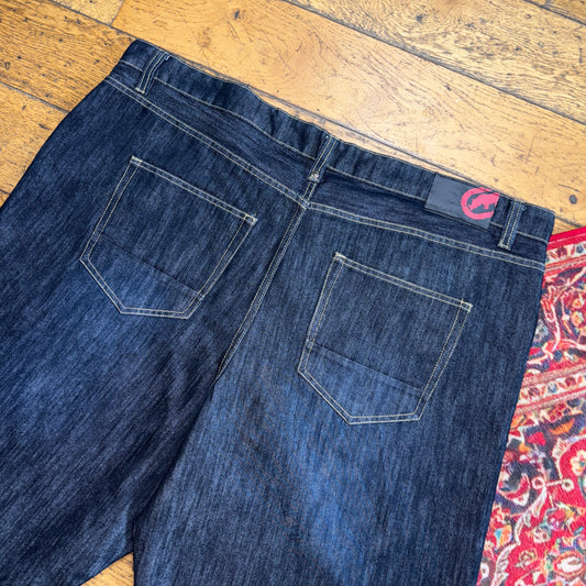 Vintage Ecko Unltd Blue Embroidered Y2K Hip Hop Baggy Jeans Shorts Jorts - 46