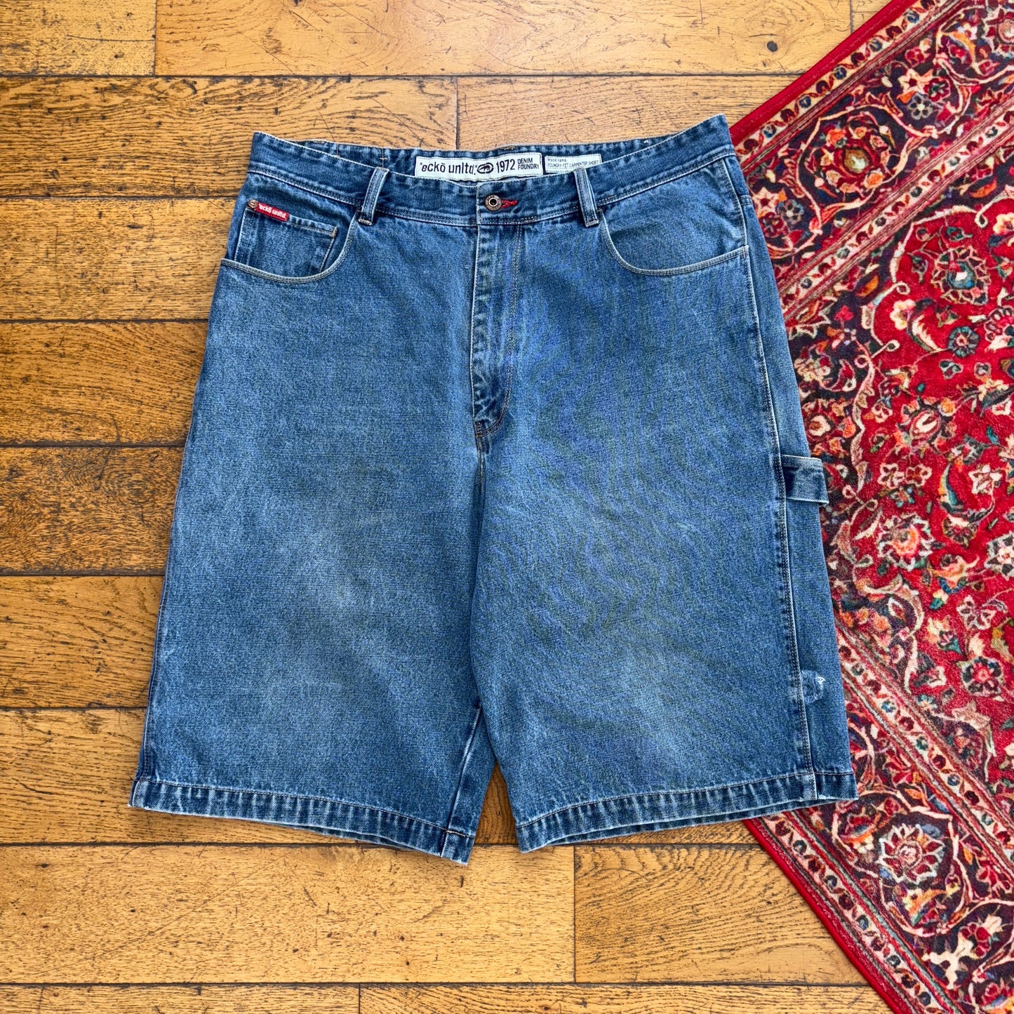 Vintage Ecko Unltd Y2K Blue Embroidered Hip Hop Baggy Shorts Jorts - 38