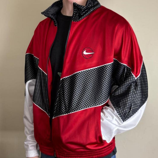 Vintage Nike Basketball 90s Red Track Jacket - XL
