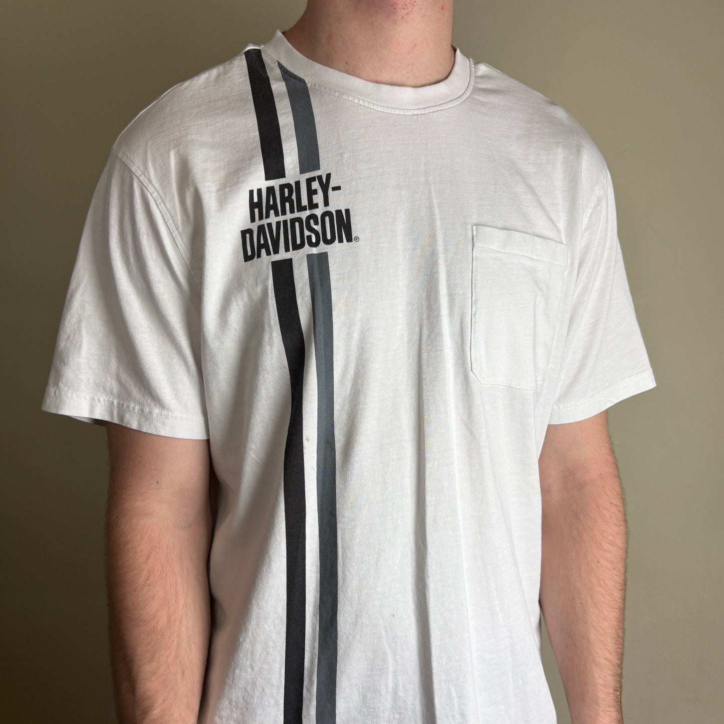 Vintage Harley Davidson White Graphic T-Shirt - L