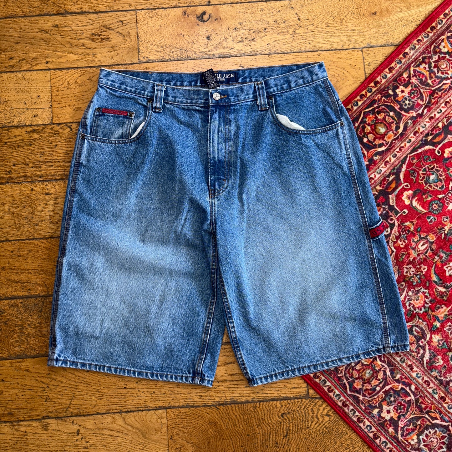 Vintage US Polo ASSN Embroidered Hip Hop Baggy Blue Shorts Jorts - 40