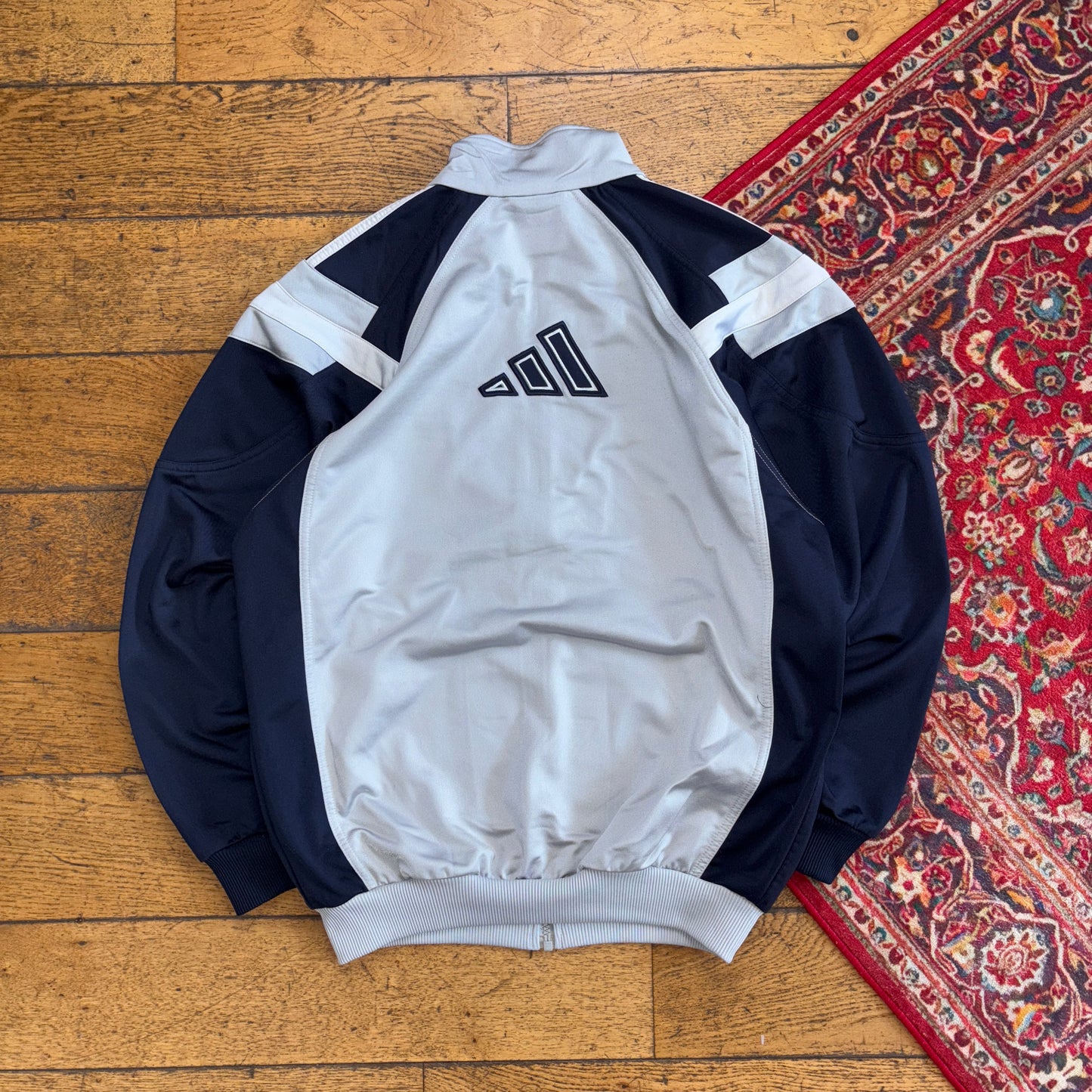 Vintage Adidas Grey Navy Tracksuit Track Jacket - M