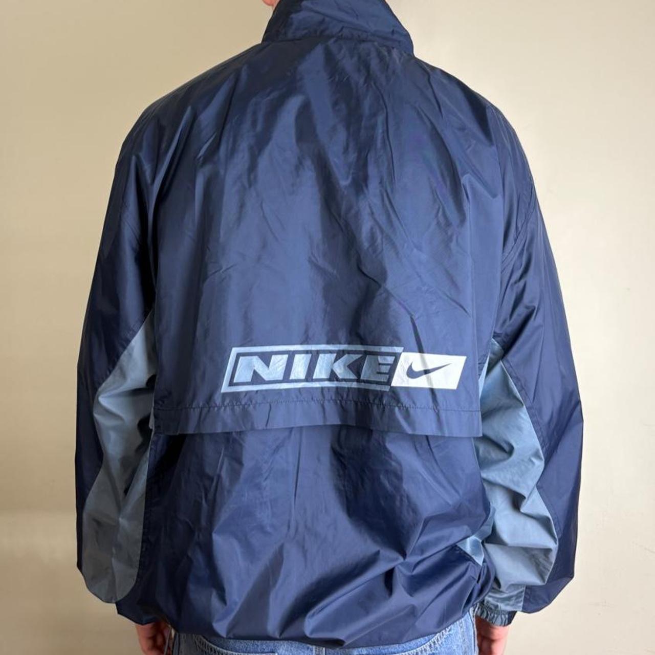 Vintage Nike y2k Swoosh Navy Windbreaker Coat Jacket - 2XL