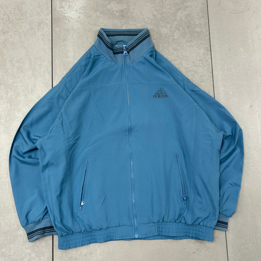 Vintage 90s Adidas Blue Tracksuit Track Shell Windbreaker Jacket - L