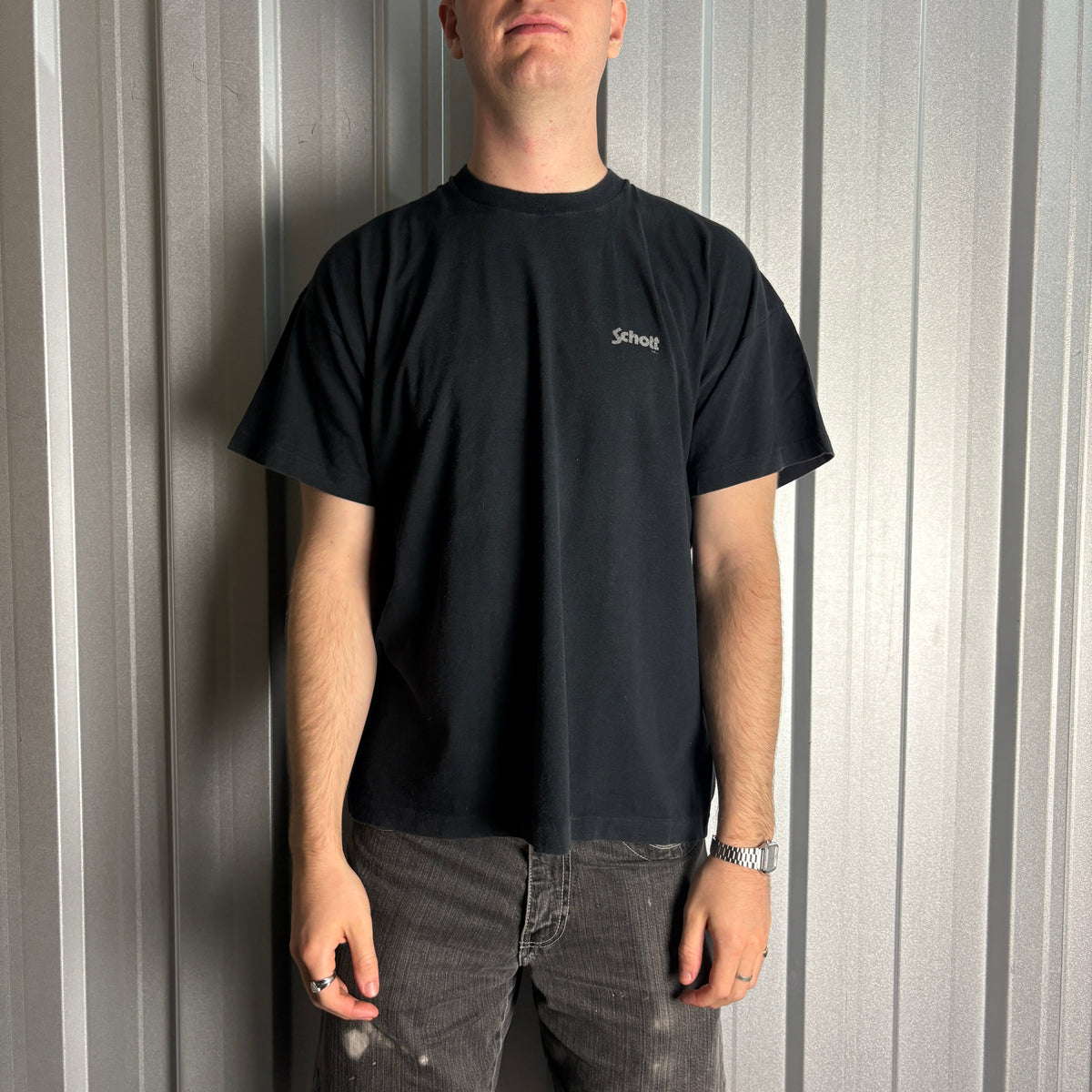 Vintage Schott Black Graphic T-Shirt - M