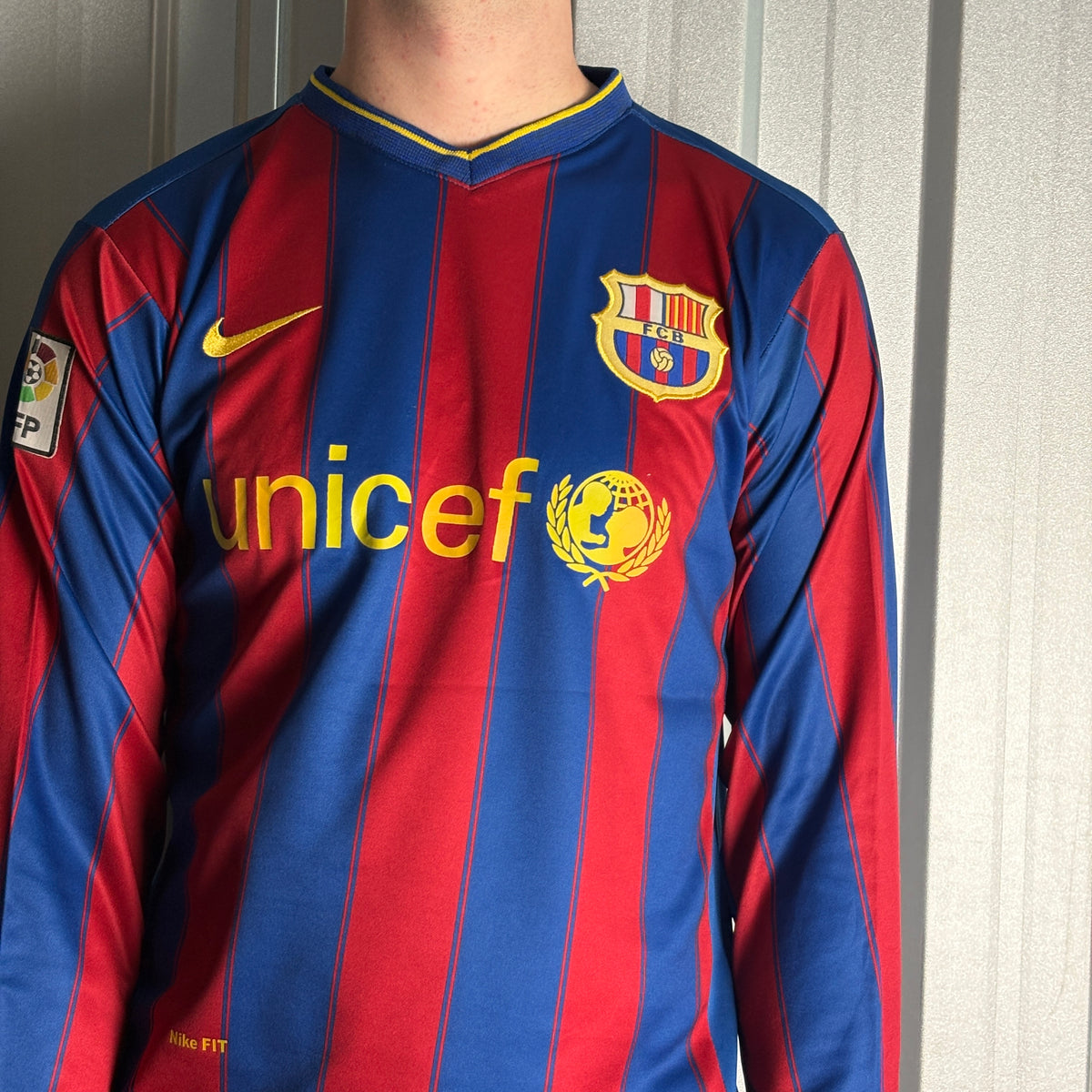 FC Barcelona Ibrahimovic Stripe Long Sleeve Blue Red Football Shirt - S
