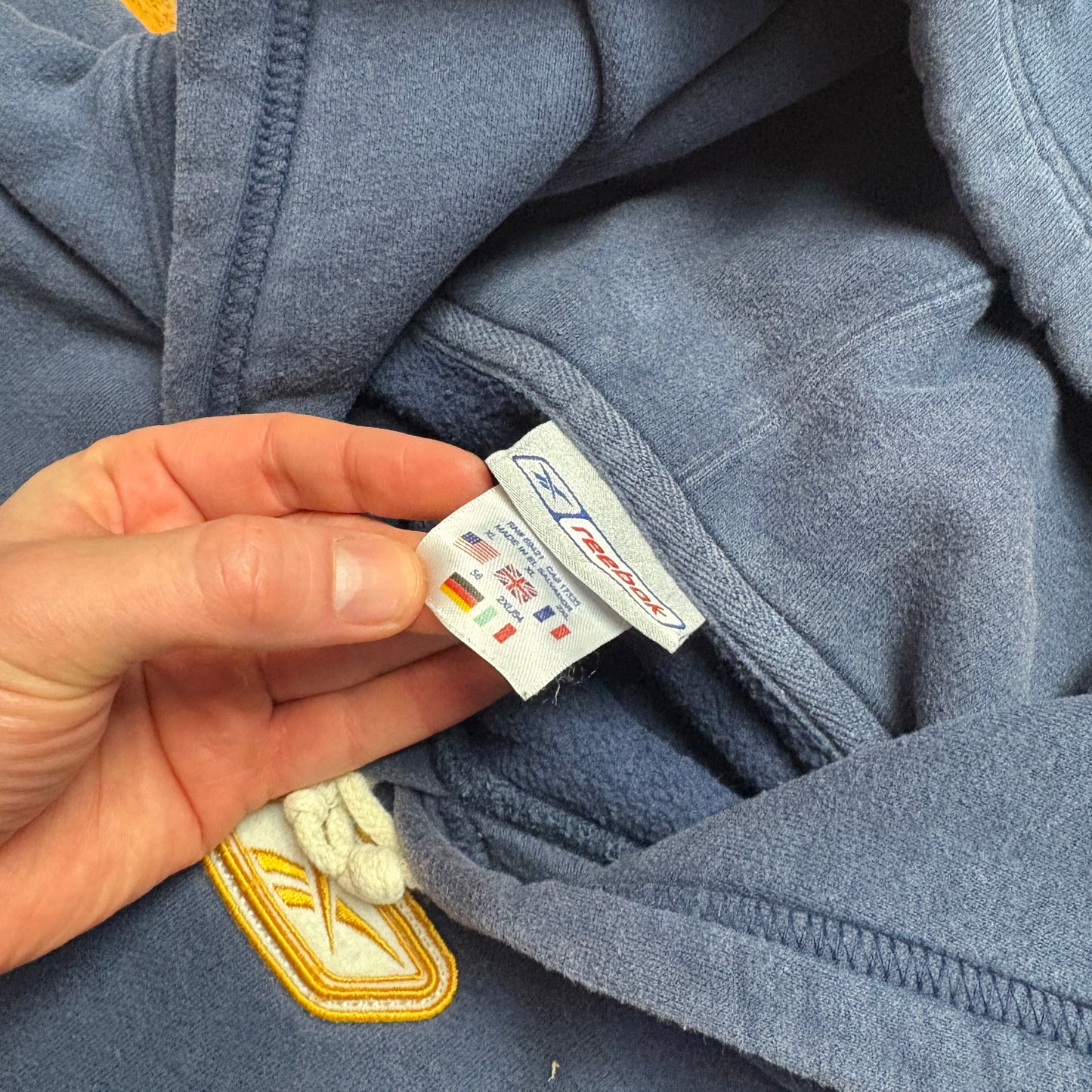 Vintage Reebok Navy Hoodie Embroidered Sweatshirt - XL