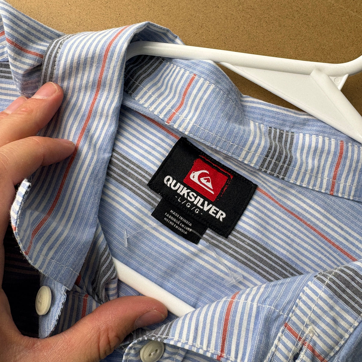 Quiksilver Blue Stripe Surfwear Shirt - L