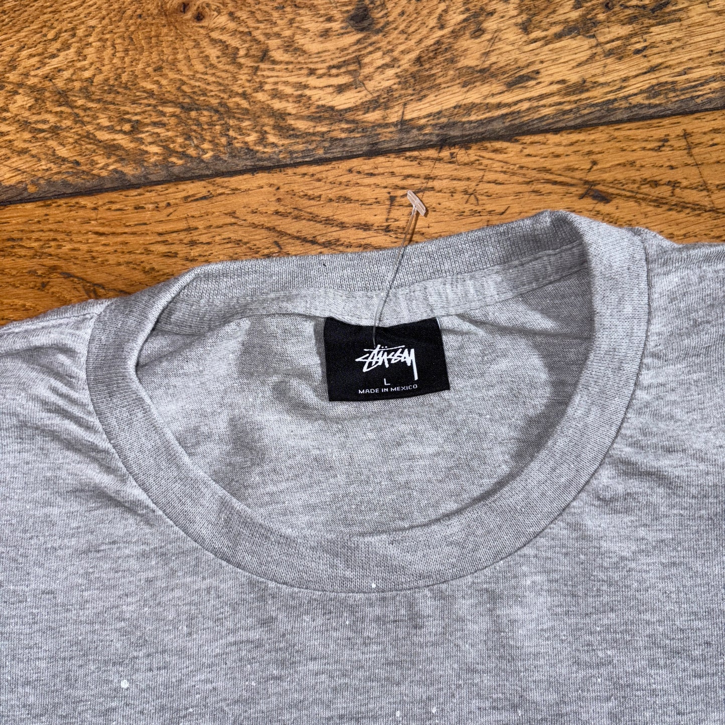 Vintage Stussy Grey Paint Graphic T-Shirt - M