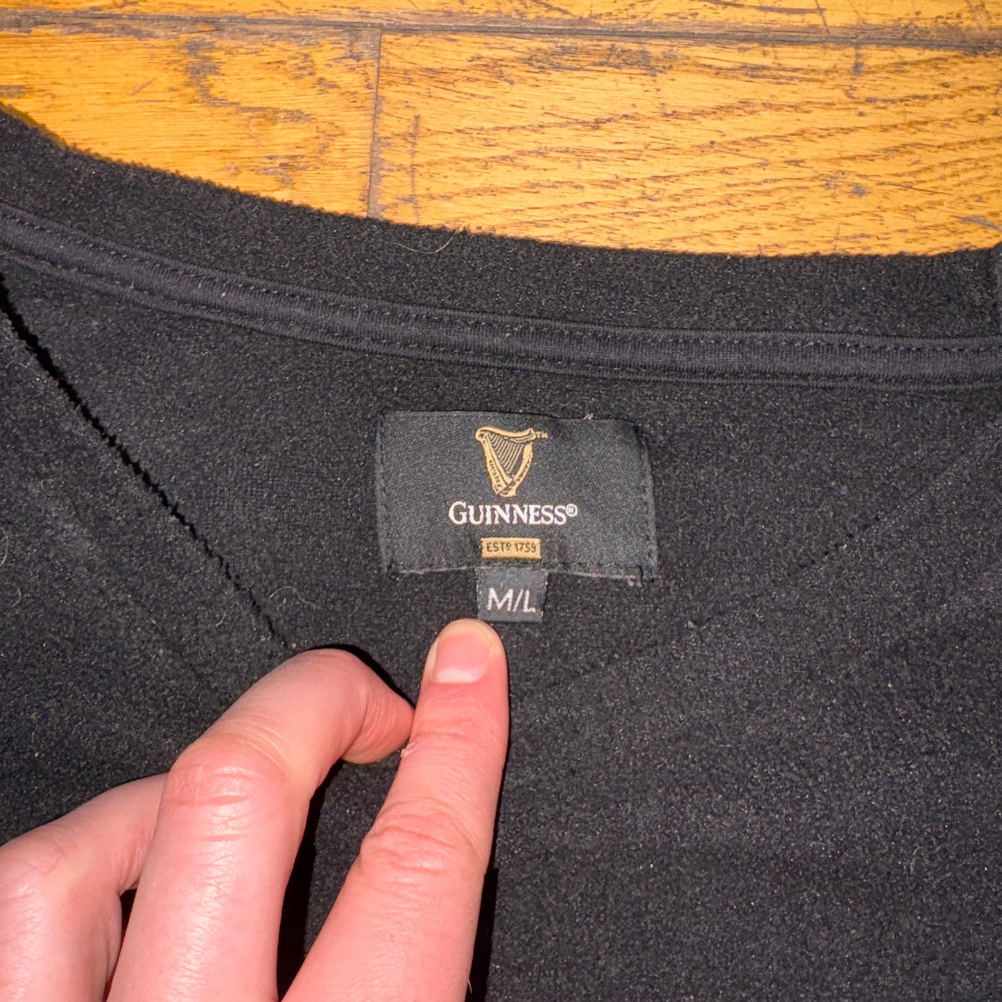 Vintage Guinness Black Fleece Embroidered Sweatshirt - L
