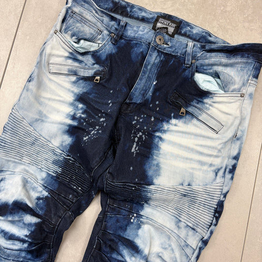 Vintage Hip Hop Moto Slim Blue Jeans - 36