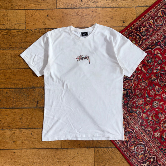 Vintage Stussy White Graphic T-Shirt - S
