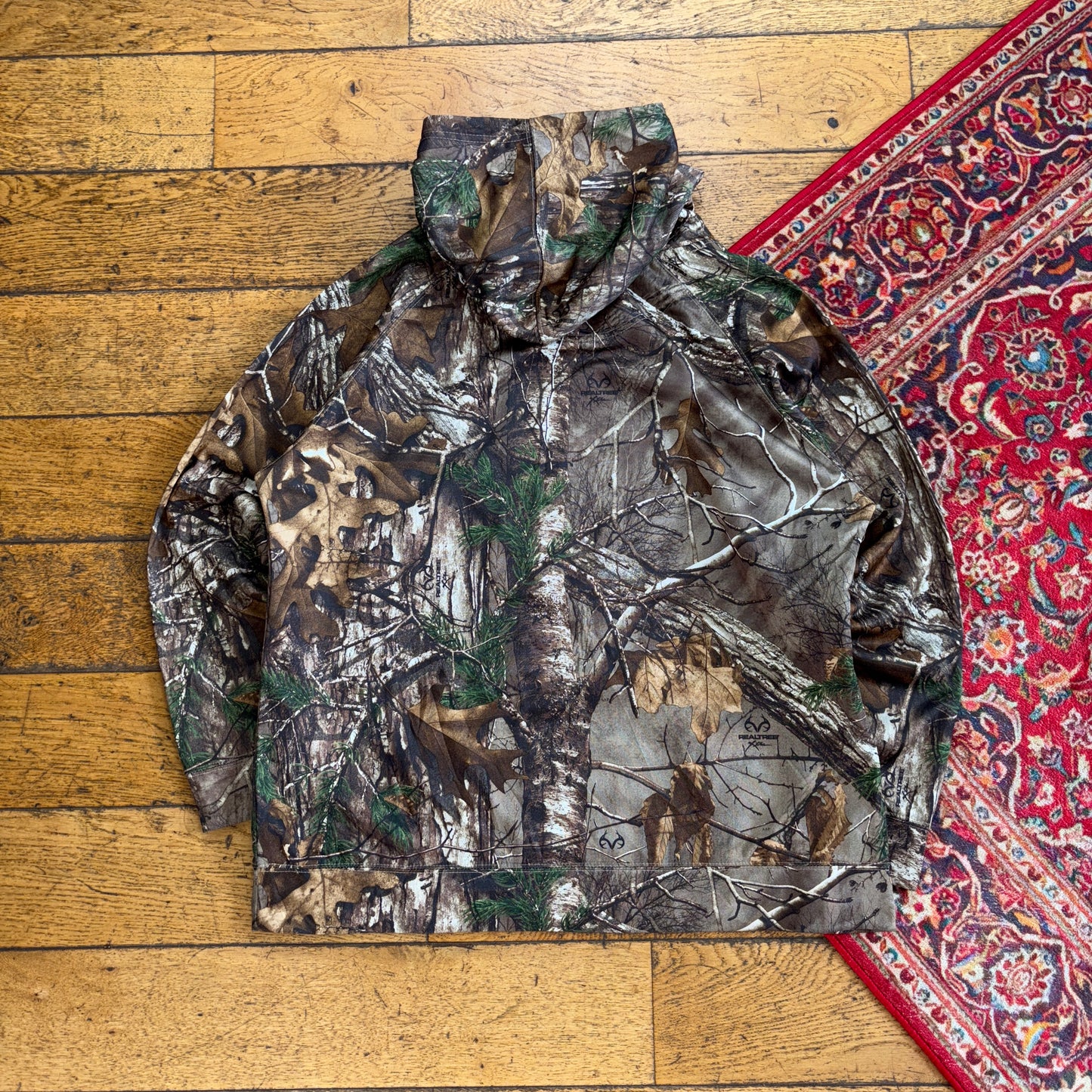 Vintage Realtree Camo Green Embroidered Hoodie Sweatshirt - XL