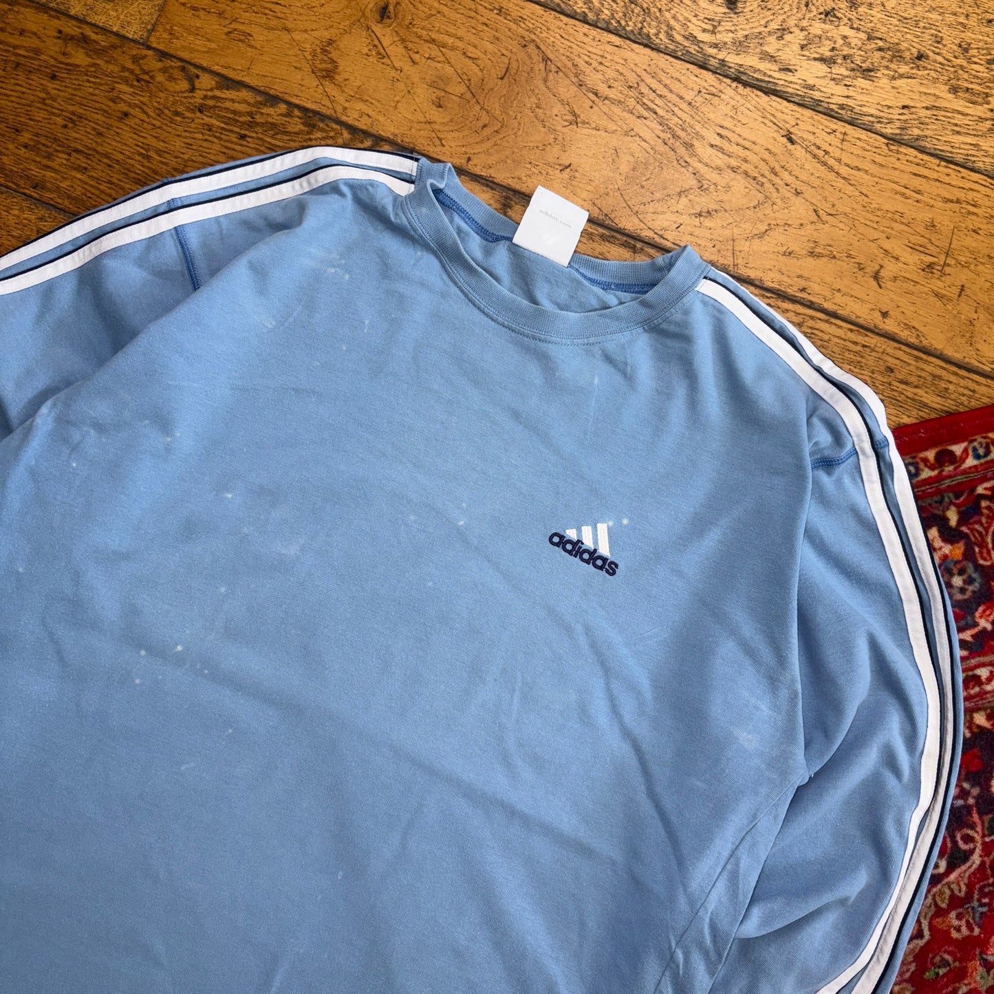 Vintage Adidas Blue Long Sleeve Embroidered Graphic T-Shirt - M