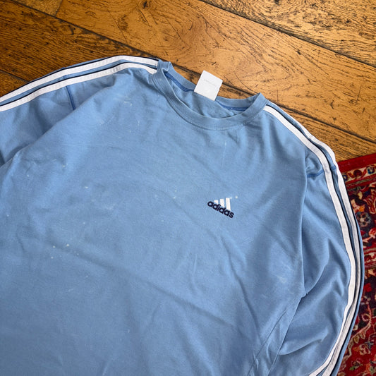 Vintage Adidas Blue Long Sleeve Embroidered Graphic T-Shirt - M