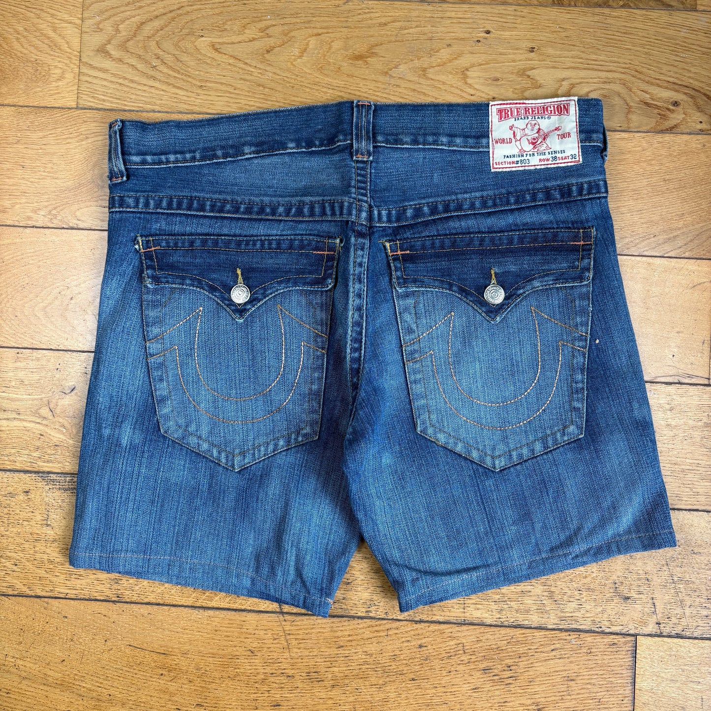 Vintage True Religion Blue Embroidered Y2K Shorts Jorts - 38