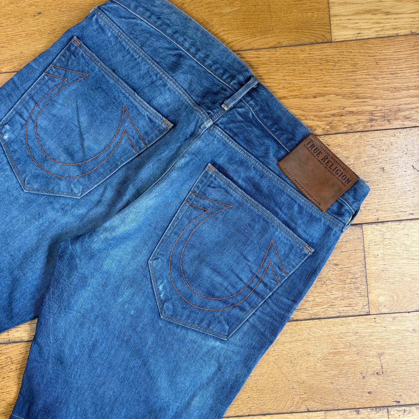 Vintage True Religion Blue baggy Embroidered Y2K Shorts Jorts - 36