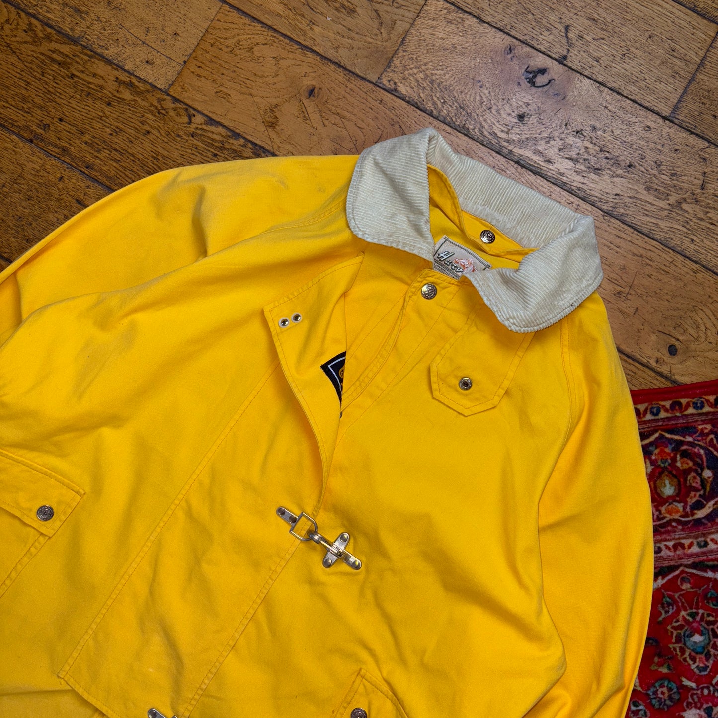 Vintage Harvey Yellow Fireman Clasp Trench Coat Jacket - XL