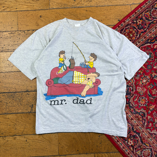 Vintage 1997 Mr Dad Funny Grey Single Stitch Graphic T-Shirt - L