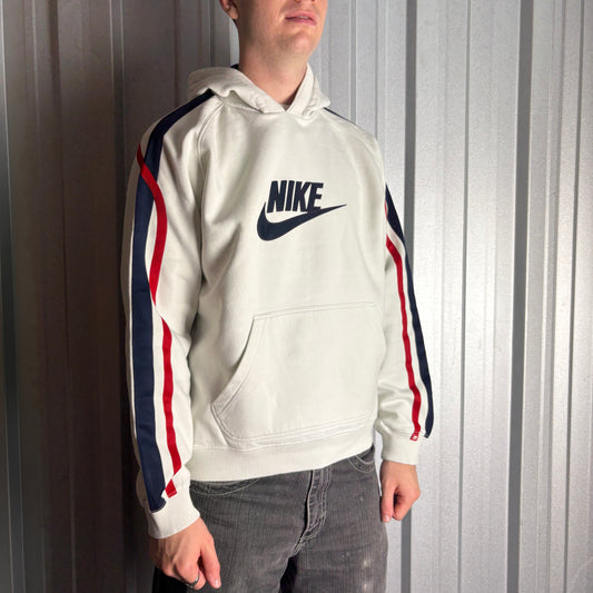Vintage Nike Y2K 00s White Embroidered Hoodie Sweatshirt - L