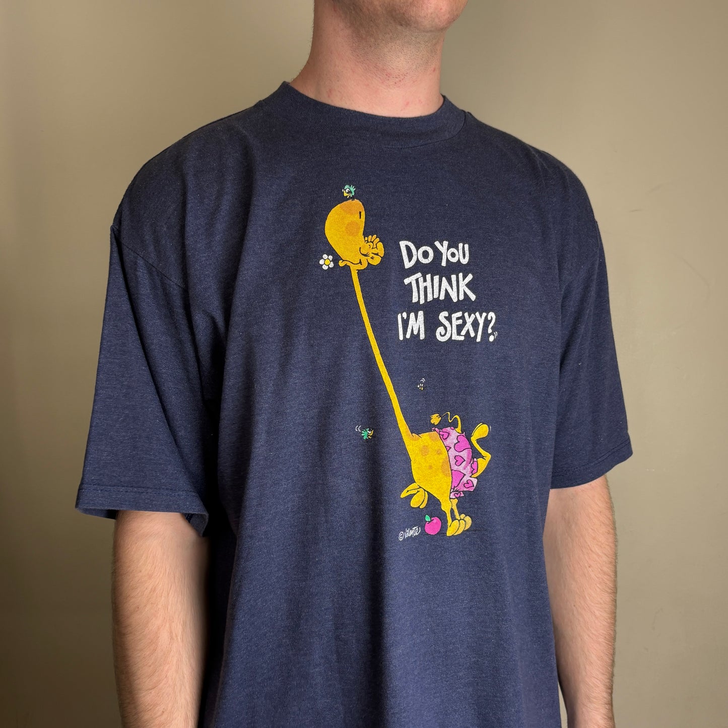Vintage 90s Funny Slogan Jerzees Navy Single Stitch Graphic T-Shirt - XL