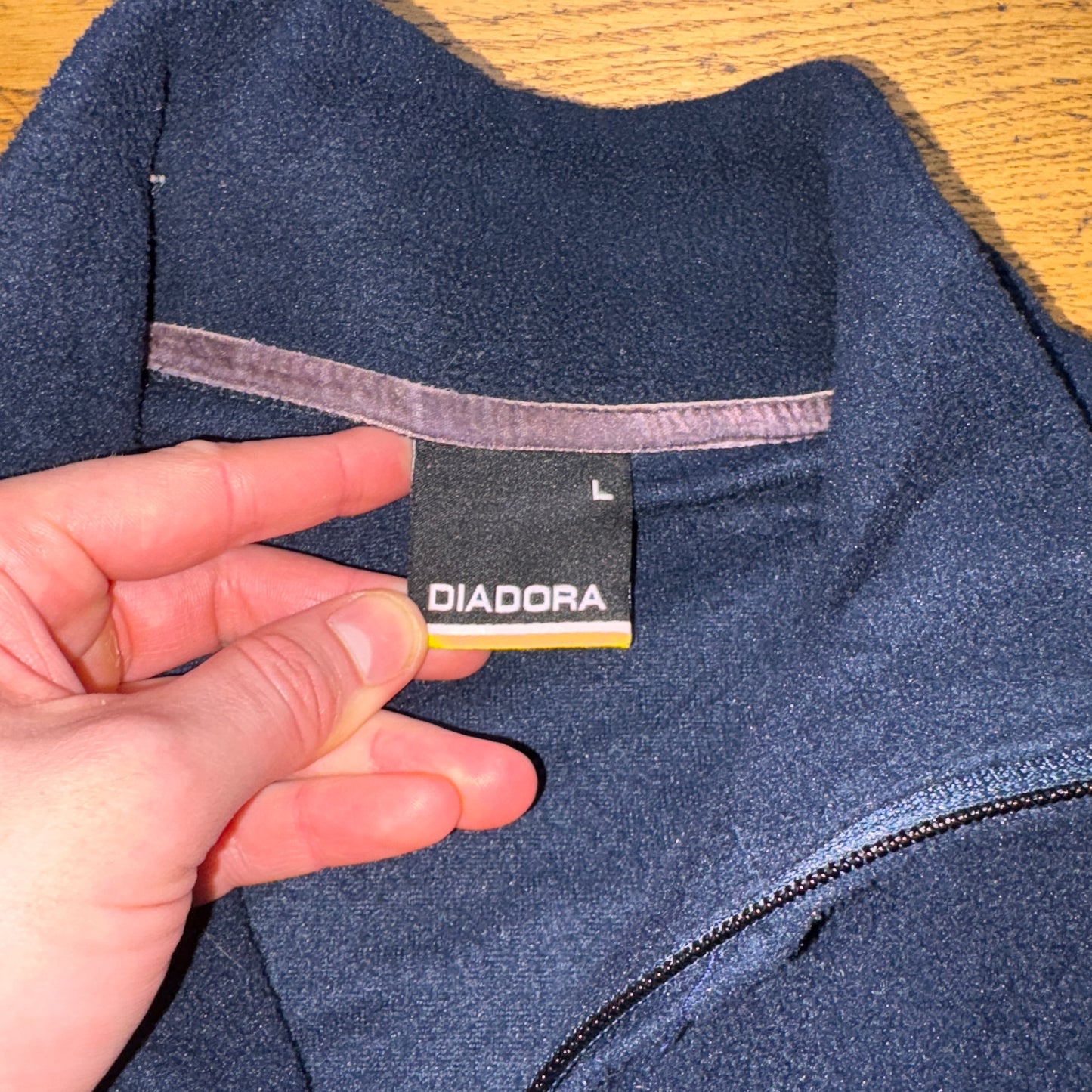 Vintage Diadora Navy Fleece Embroidered Sweatshirt - M