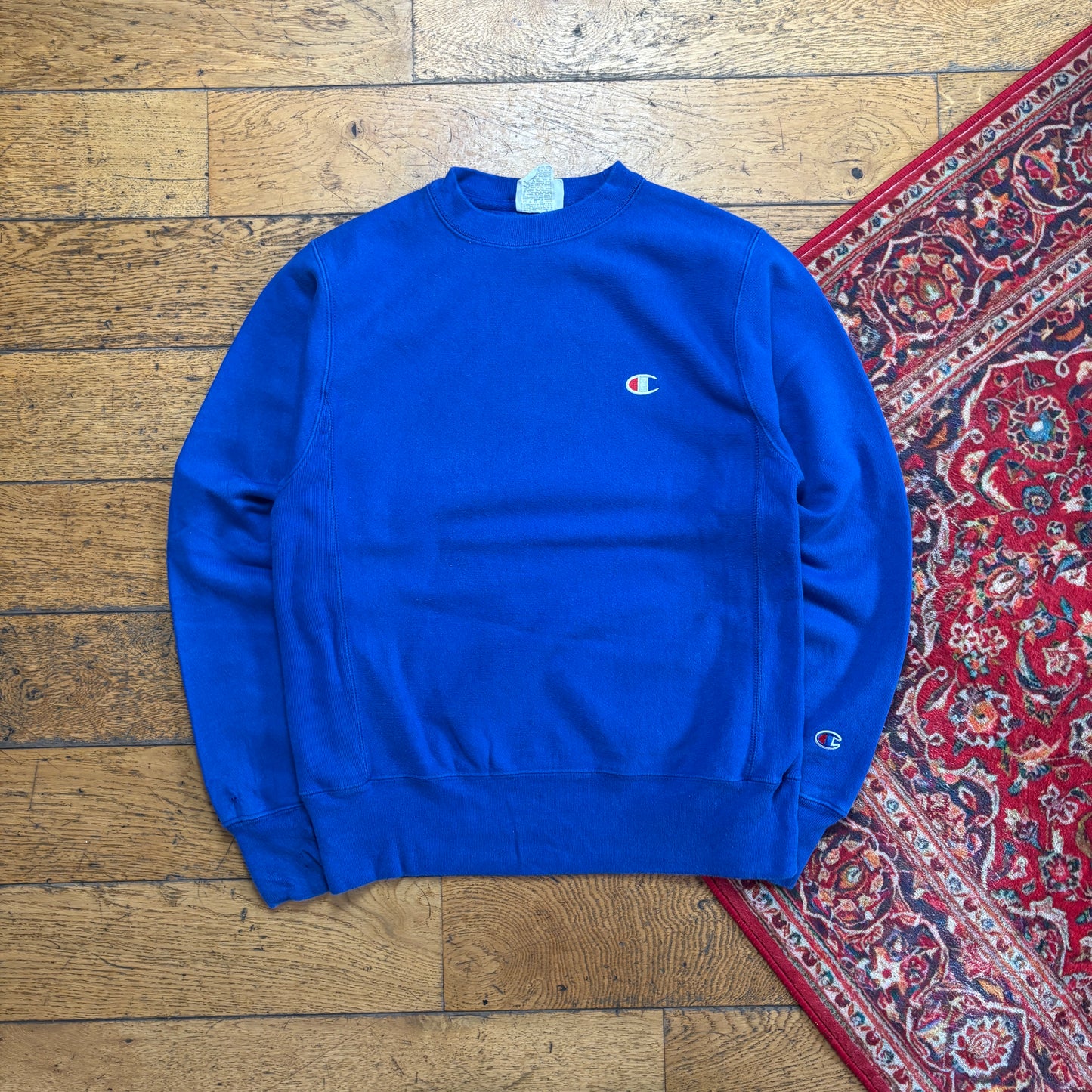 Vintage Champion Blue Embroidered Sweatshirt - S