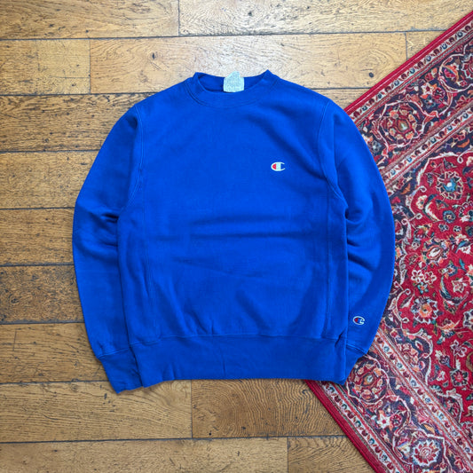 Vintage Champion Blue Embroidered Sweatshirt - S