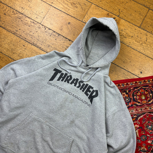 Vintage Thrasher Grey Skate Hoodie Sweatshirt - L