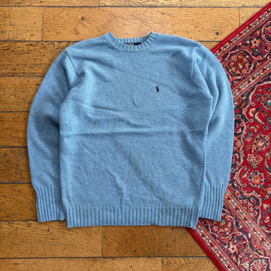 Vintage Ralph Lauren Blue Chunky Knit Jumper - S
