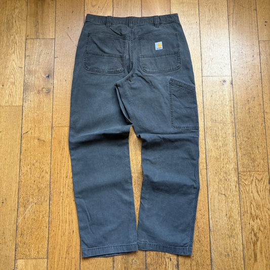 Vintage Carhartt Workwear Carpenter Grey Baggy Trousers - 33