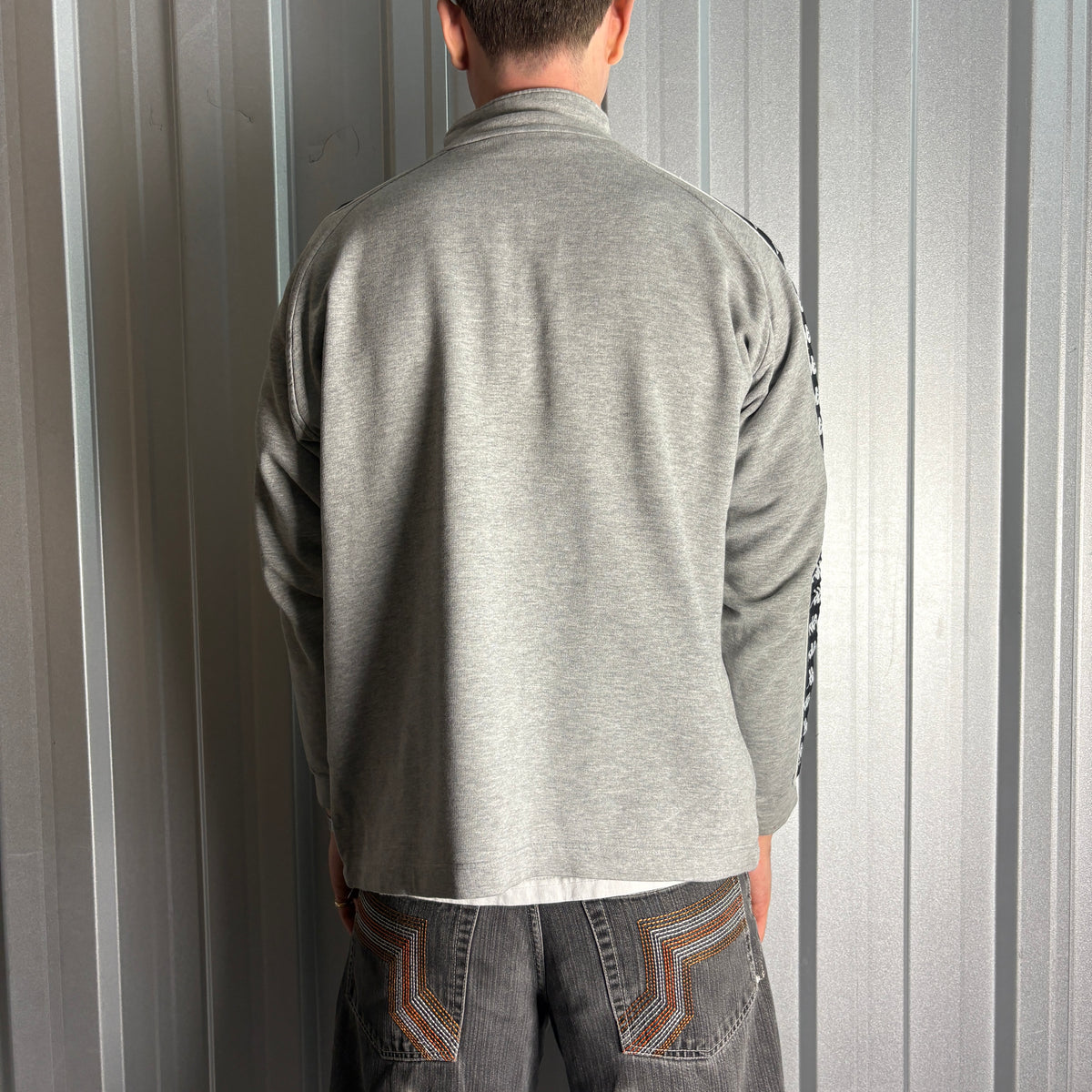 Vintage 90s Kappa Grey Zip Embroidered Sweatshirt - M