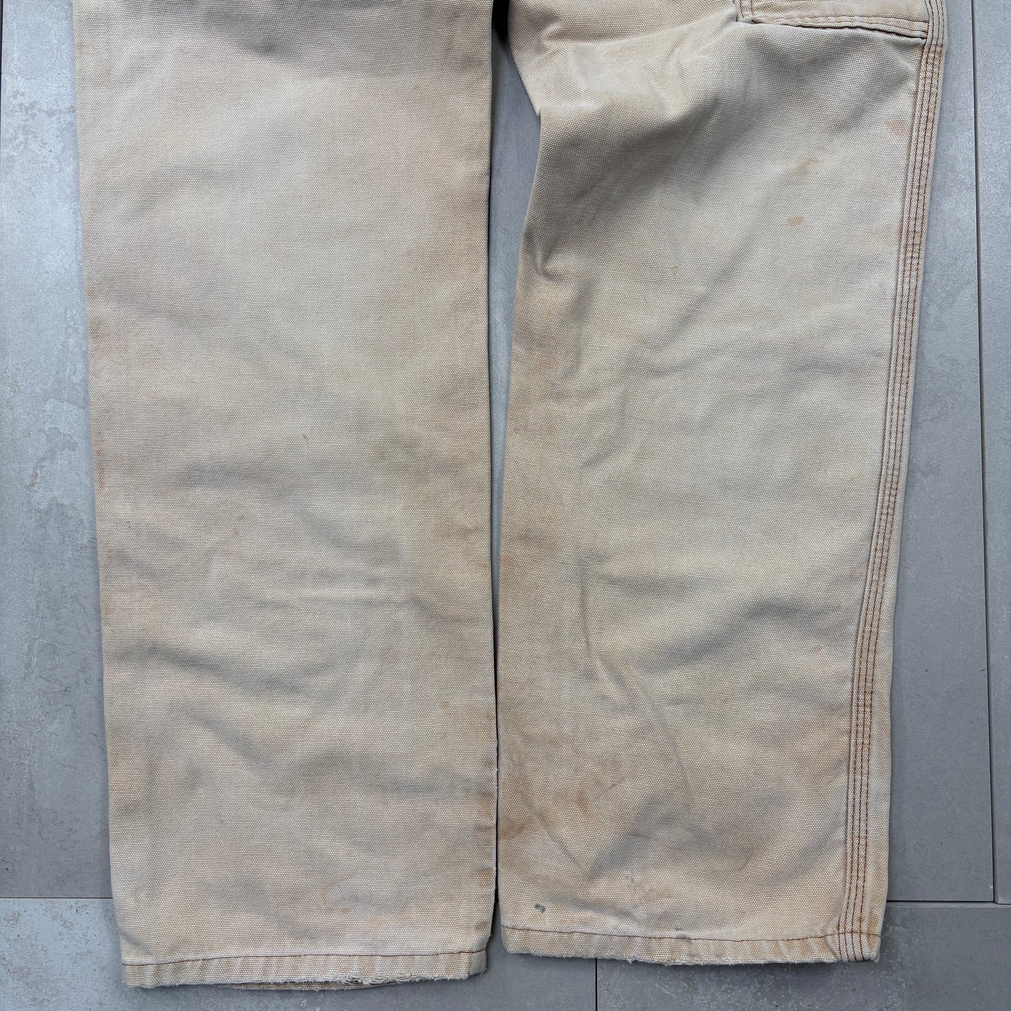 Vintage Dickies Workwear Cream Brown Carpenter Baggy Trousers - 32