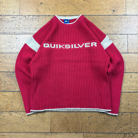 Vintage Quiksilver Surfwear Knit Red Sweatshirt - S