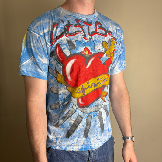 Vintage 1995 Litfiba Blue Tie Dye Band Tee Single Stitch Graphic T-Shirt -