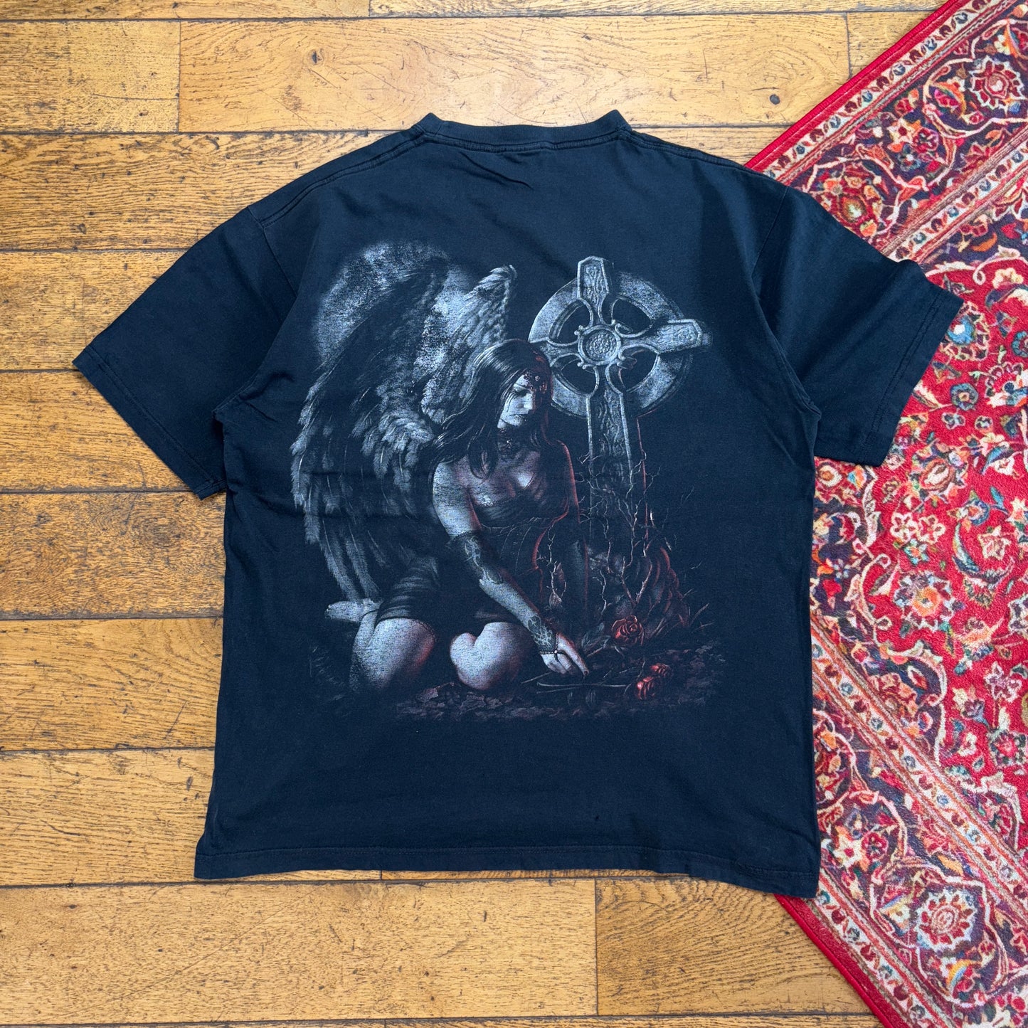Vintage Spiral Black Gothic Punk Grunge Graphic T-Shirt - L