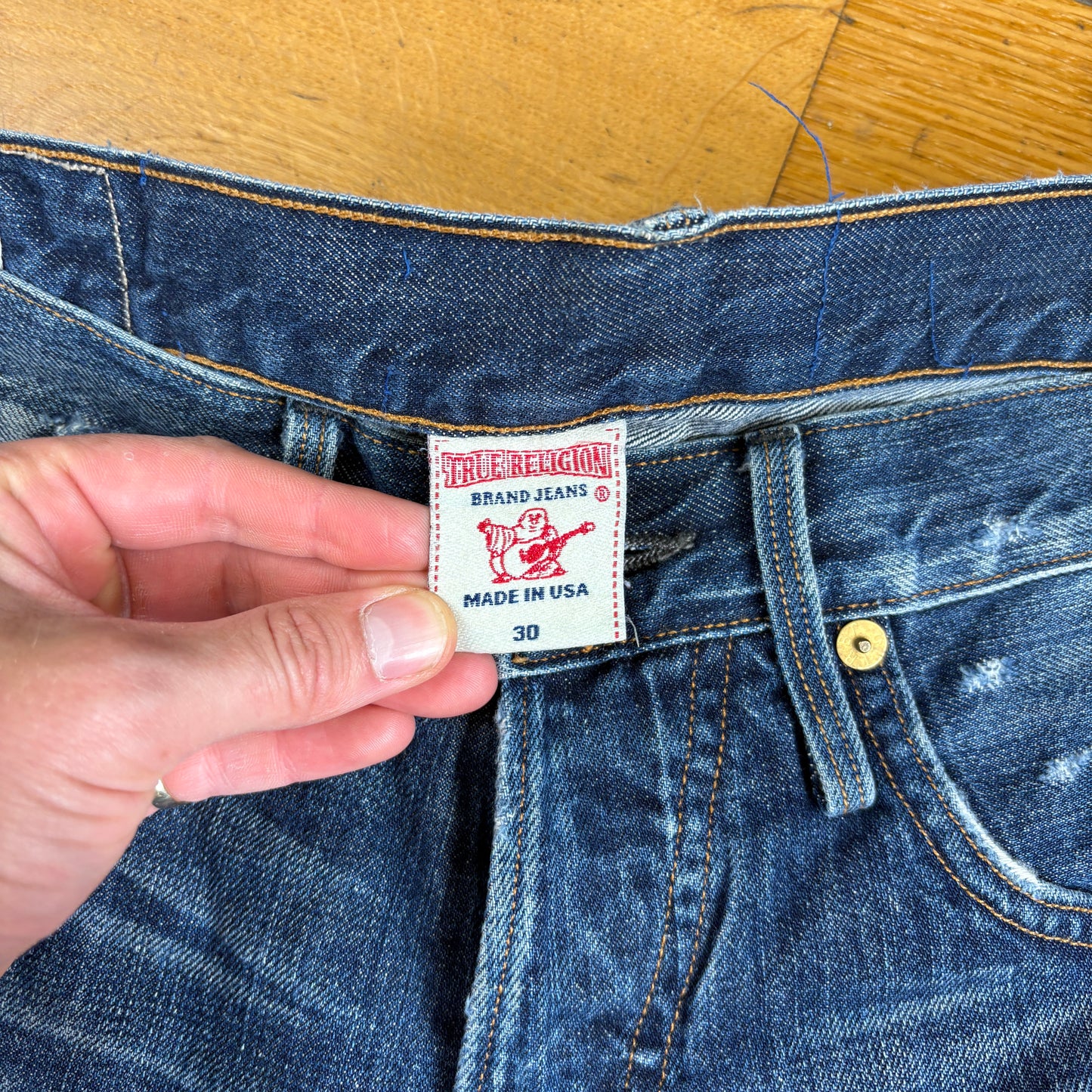 Vintage True Religion Embroidered Blue Y2K Shorts Jorts - 32