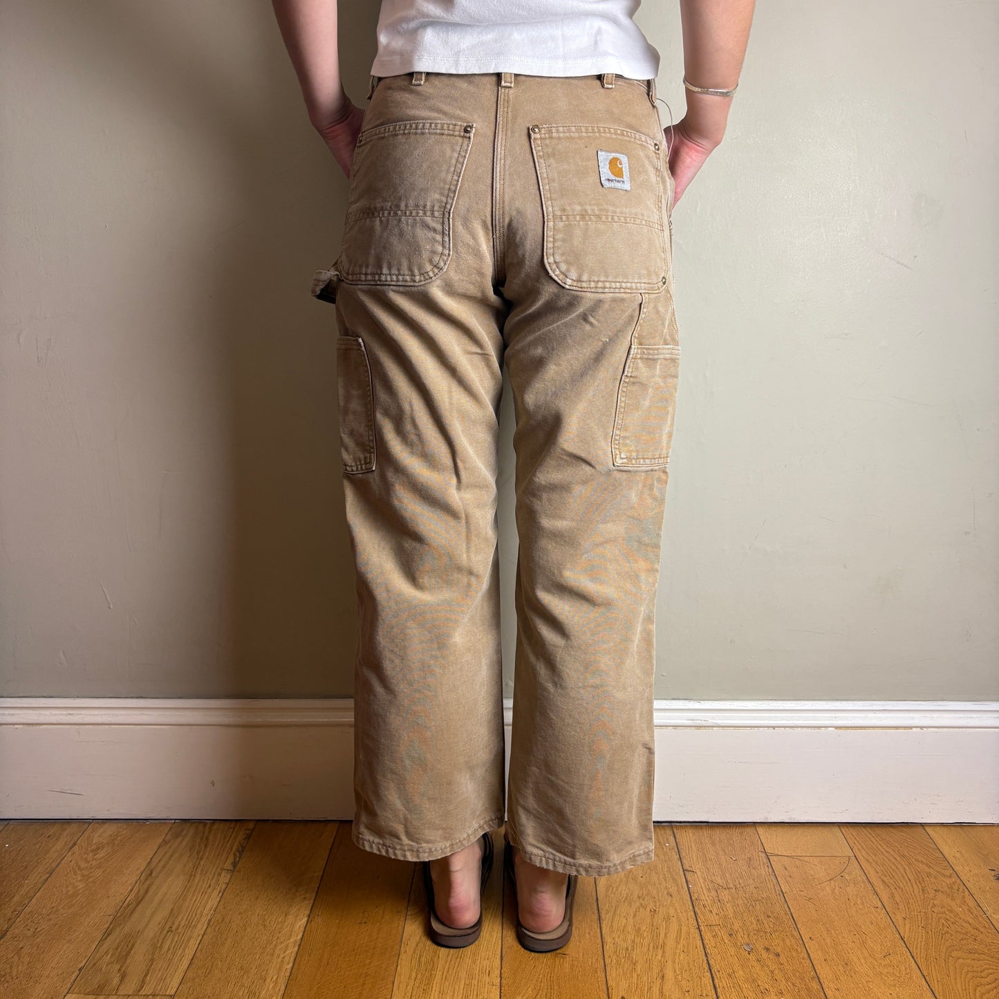 Vintage Carhartt Brown Double Knee Workwear Carpenter Baggy Trousers - 30S
