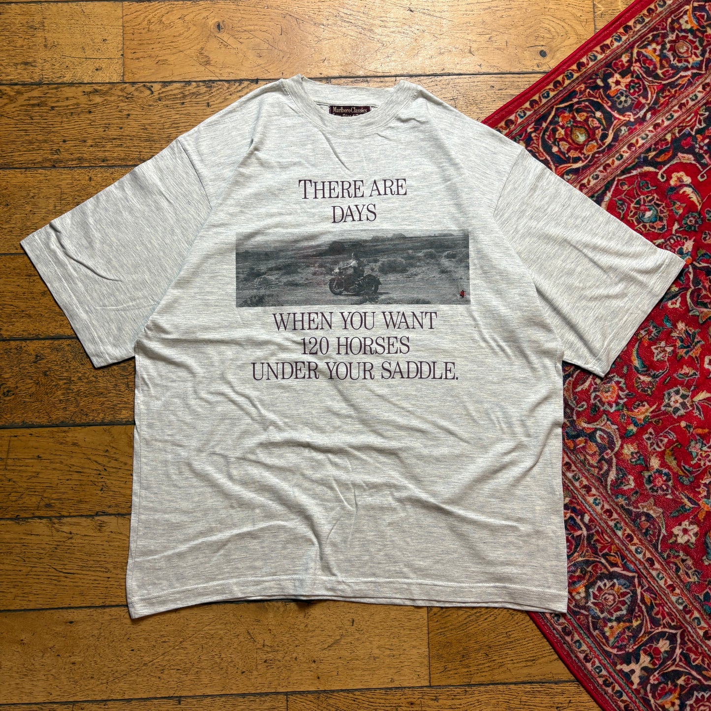 Vintage 1994 Marlboro Classics Grey Motorbike Single Stitch Graphic T-Shirt - L