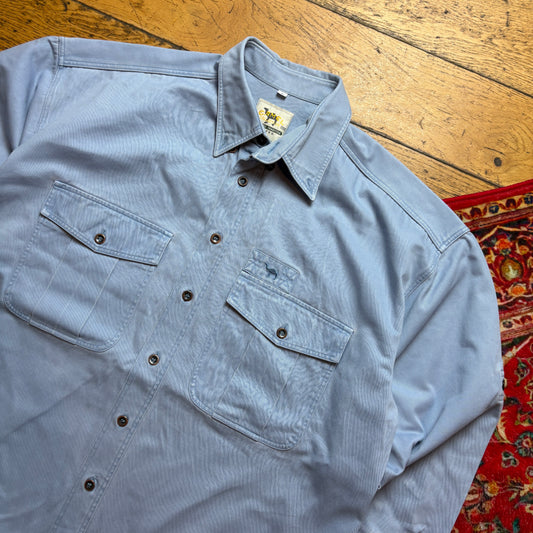 Vintage Camel Blue Boxy Embroidered Shirt - L