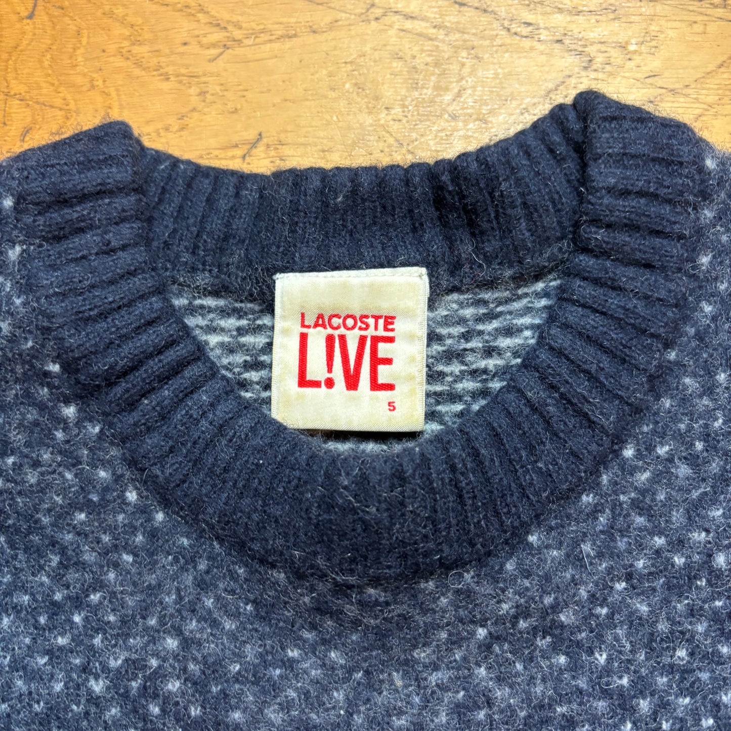 Vintage Lacoste Wool Blue Chunky Knit Jumper - XS