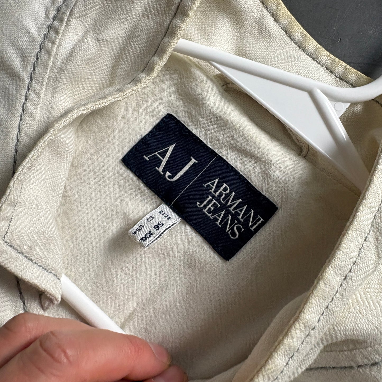 Vintage Armani Jeans White Chore Jacket - XL