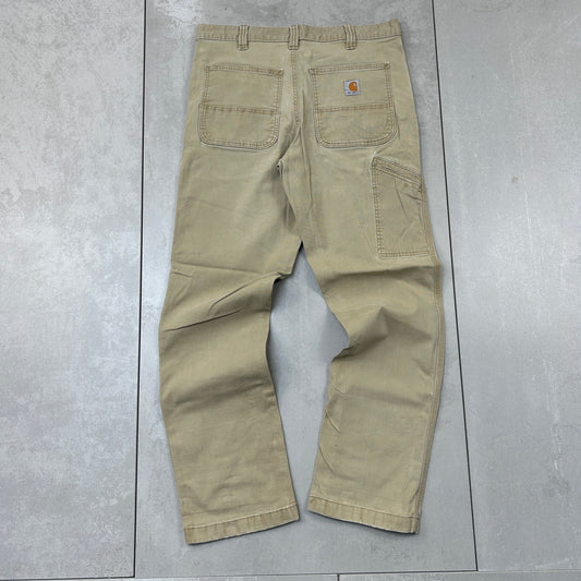 Vintage Carhartt Cream Workwear Carpenter Baggy Trousers - 32